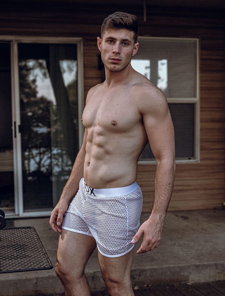 Men Boxer Shorts Seamless See-through Lounge Underwear Sheer Mesh
