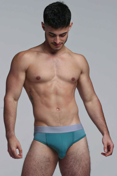 Mesh Panel Briefs - Riviera Teal