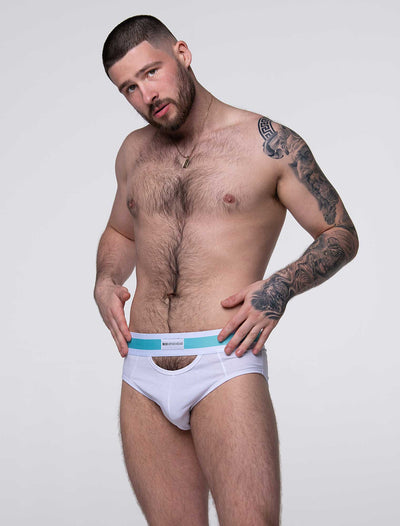 Mens Cut-Out Briefs - White