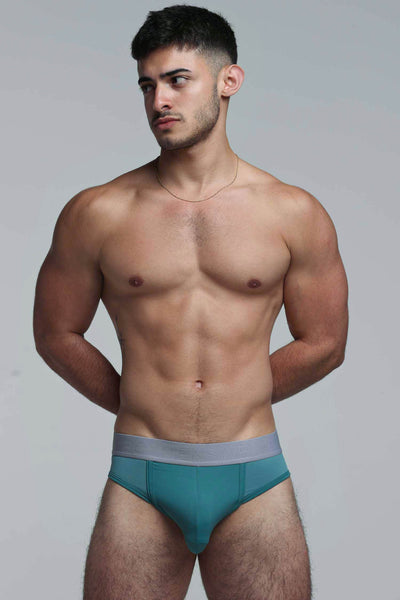 Mesh Panel Briefs - Riviera Teal