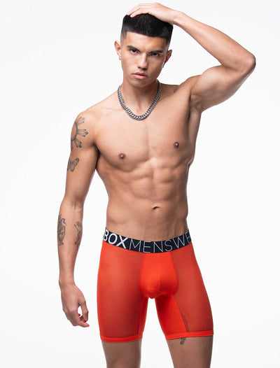 King Fit Mesh Panel - Transparent Crotch: Tangerine Tango