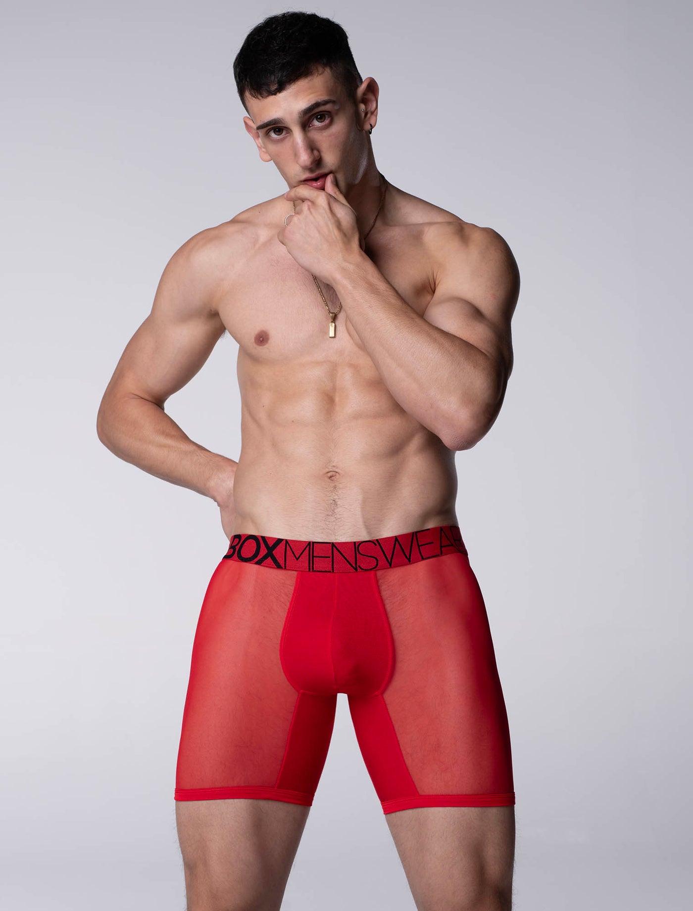 King Fit Mesh Panel - Transparent Crotch: Direct Red