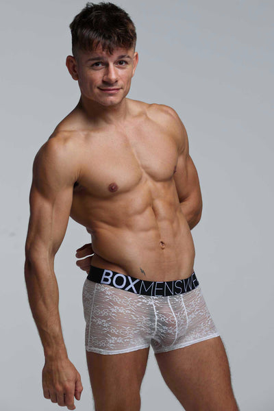 All Over Lace Boxers - White Heat
