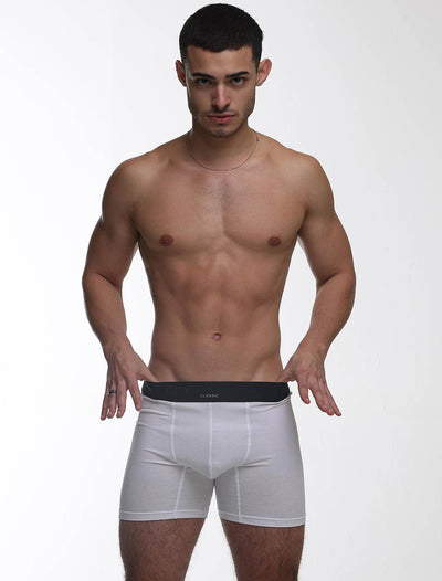 Mens Classic Ribbed Boxers - White