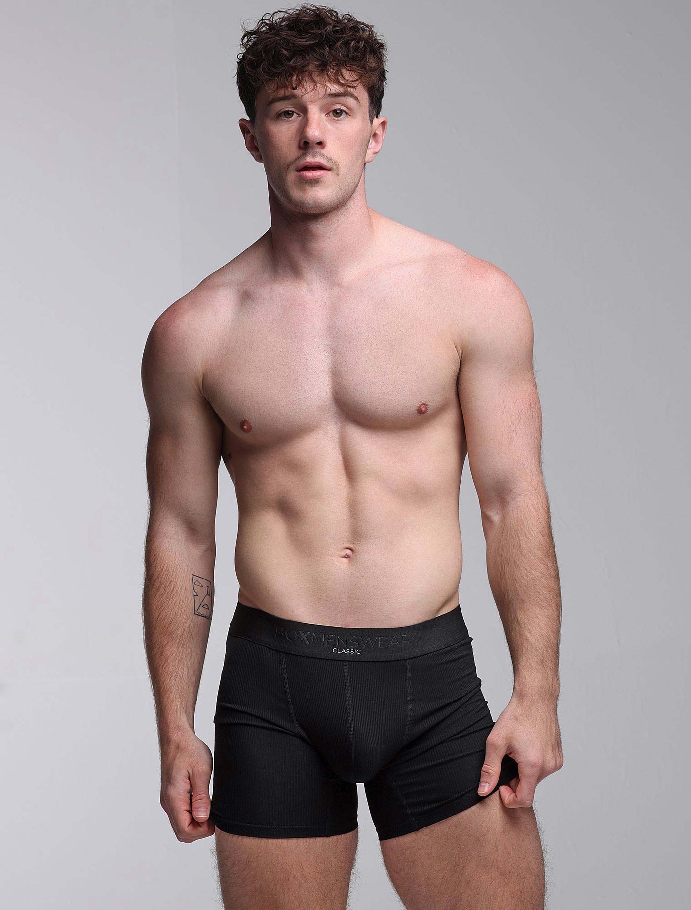 Mens Classic Ribbed Boxers - Black