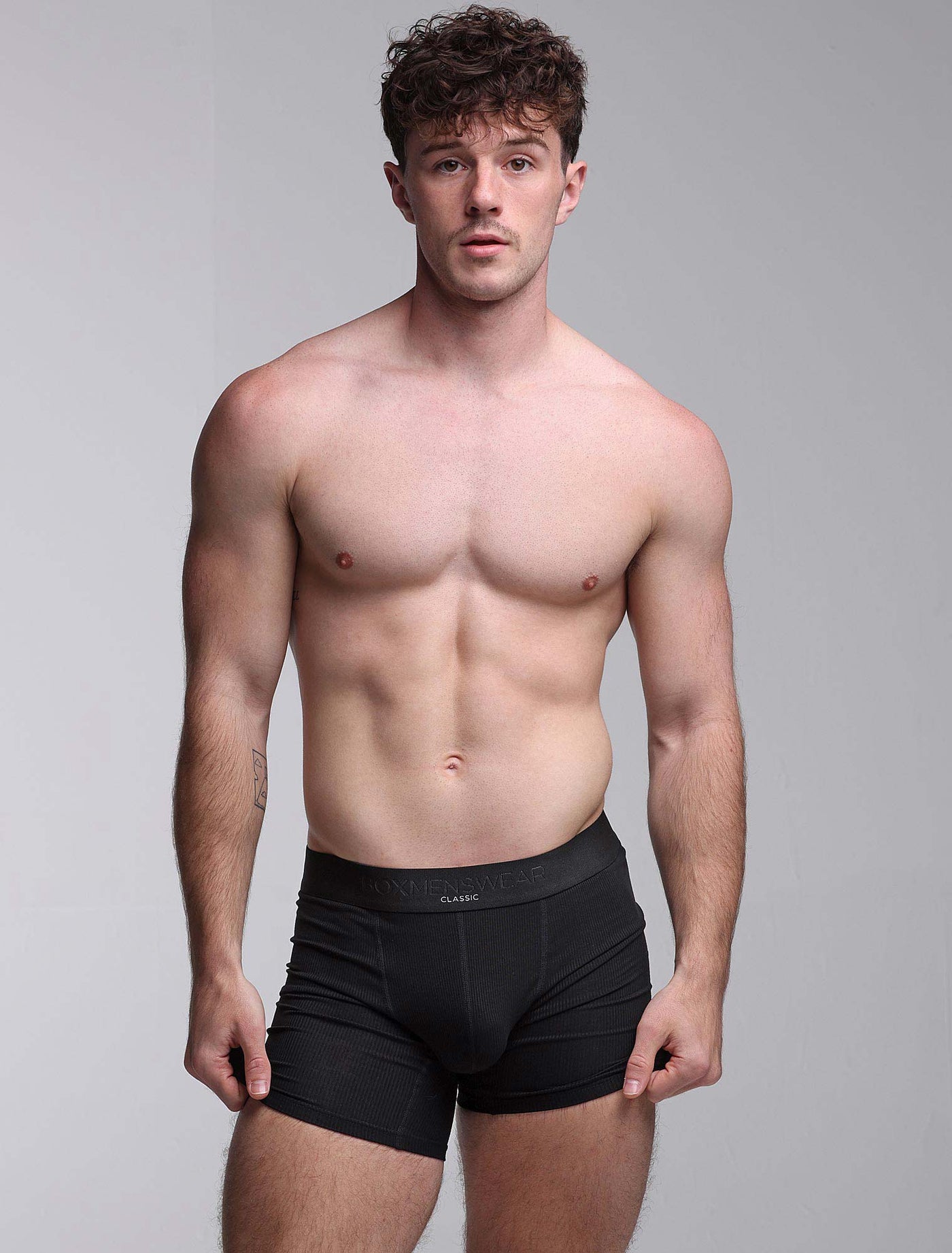 Mens Classic Ribbed Boxers - Black
