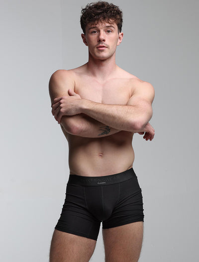Mens Classic Ribbed Boxers - Black