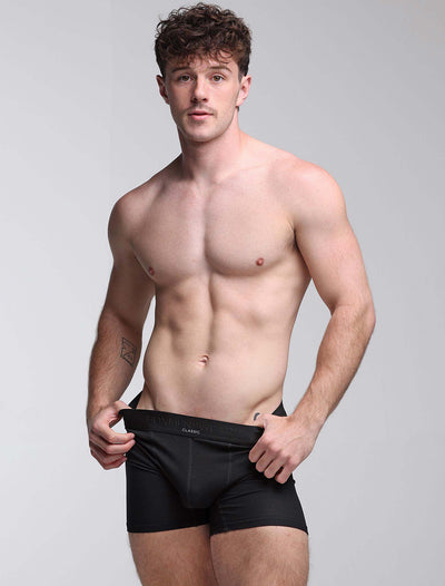 Mens Classic Ribbed Boxers - Black