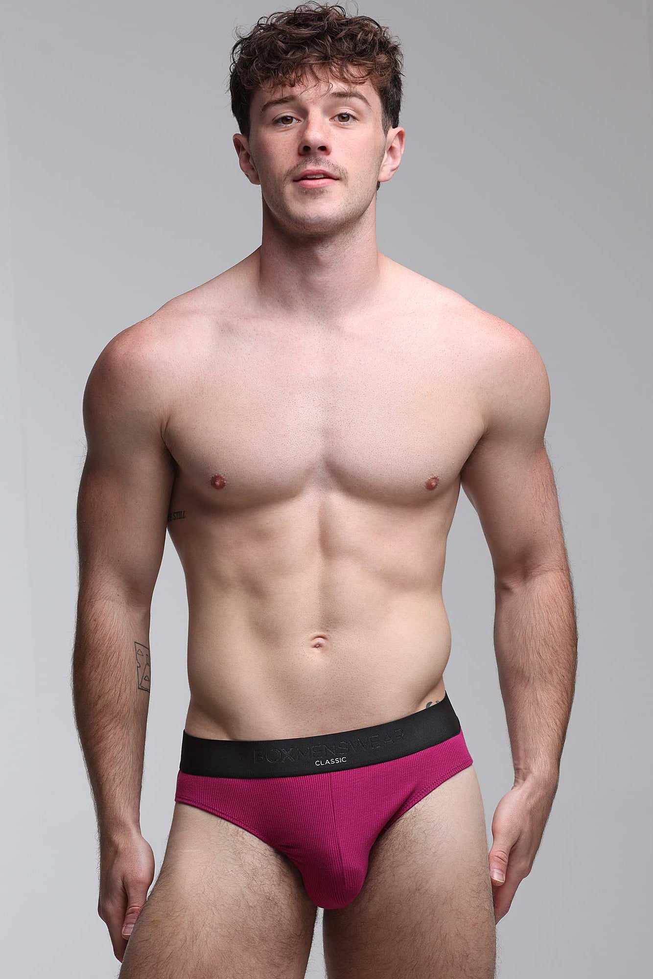Mens Classic Ribbed Briefs - Cherry - boxmenswear - {{variant_title}}