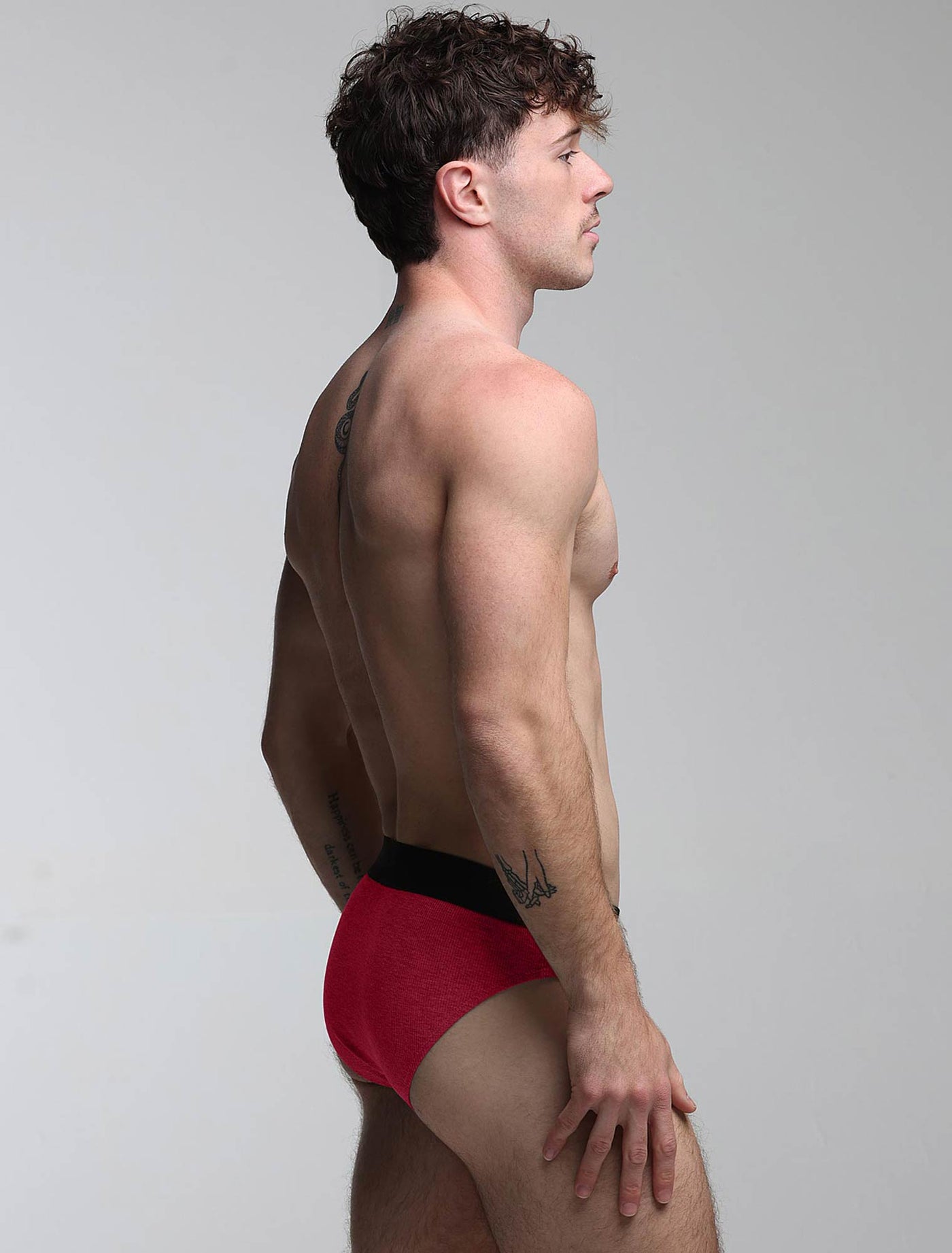 Mesh Panel Briefs - Burgundy Bordeaux