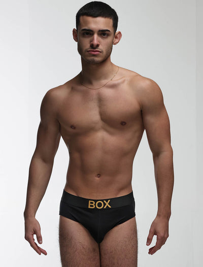 Metallic Modal Briefs - Black & Gold