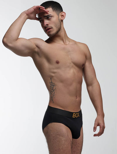 Metallic Modal Briefs - Black & Gold