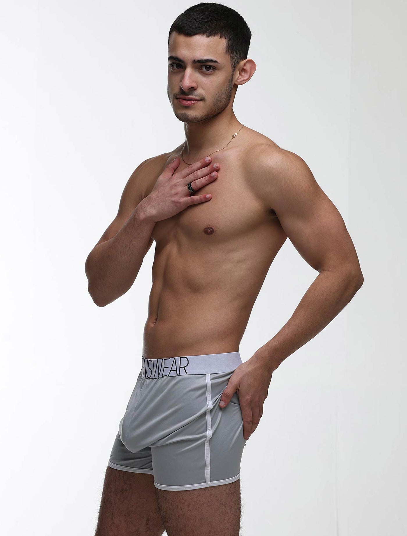 Mens Sports Loose Fit Boxers - Greyscale