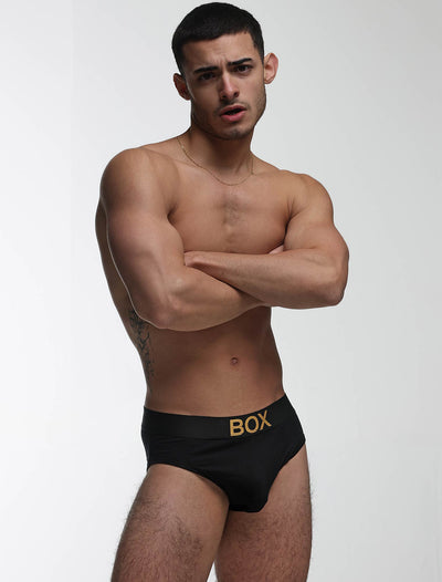 Metallic Modal Briefs - Black & Gold