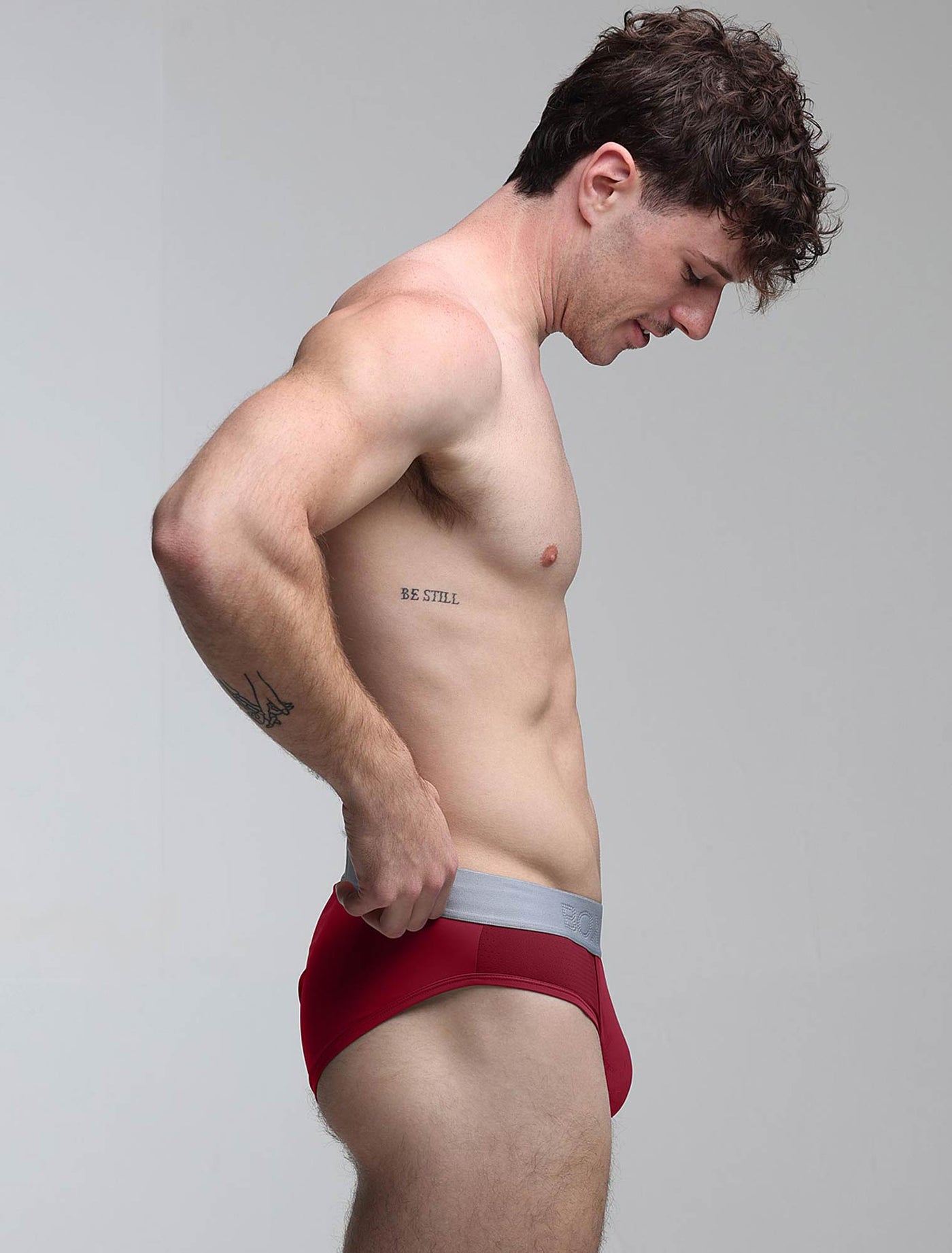 Mesh Panel Briefs - Burgundy Bordeaux