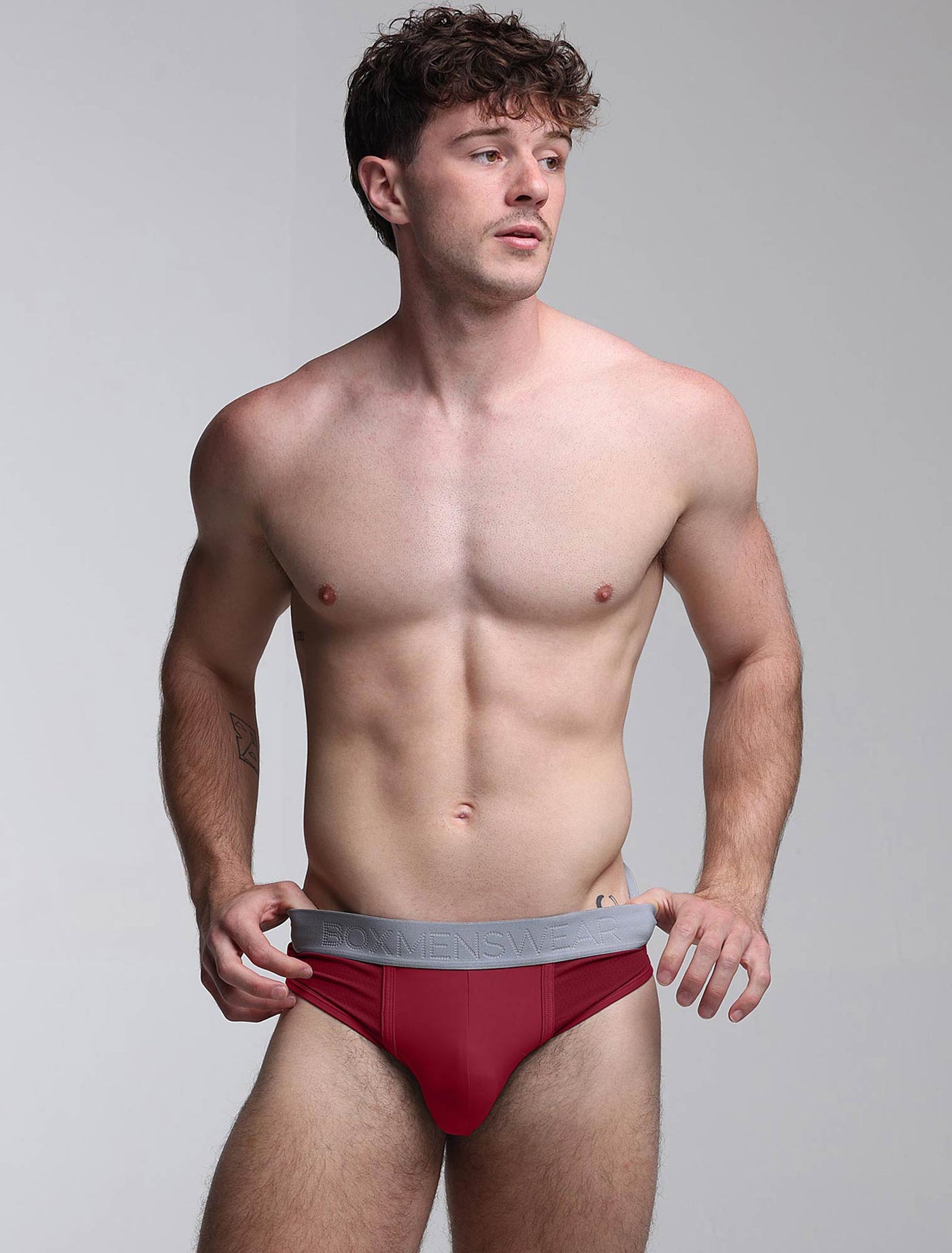 Mesh Panel Briefs - Burgundy Bordeaux