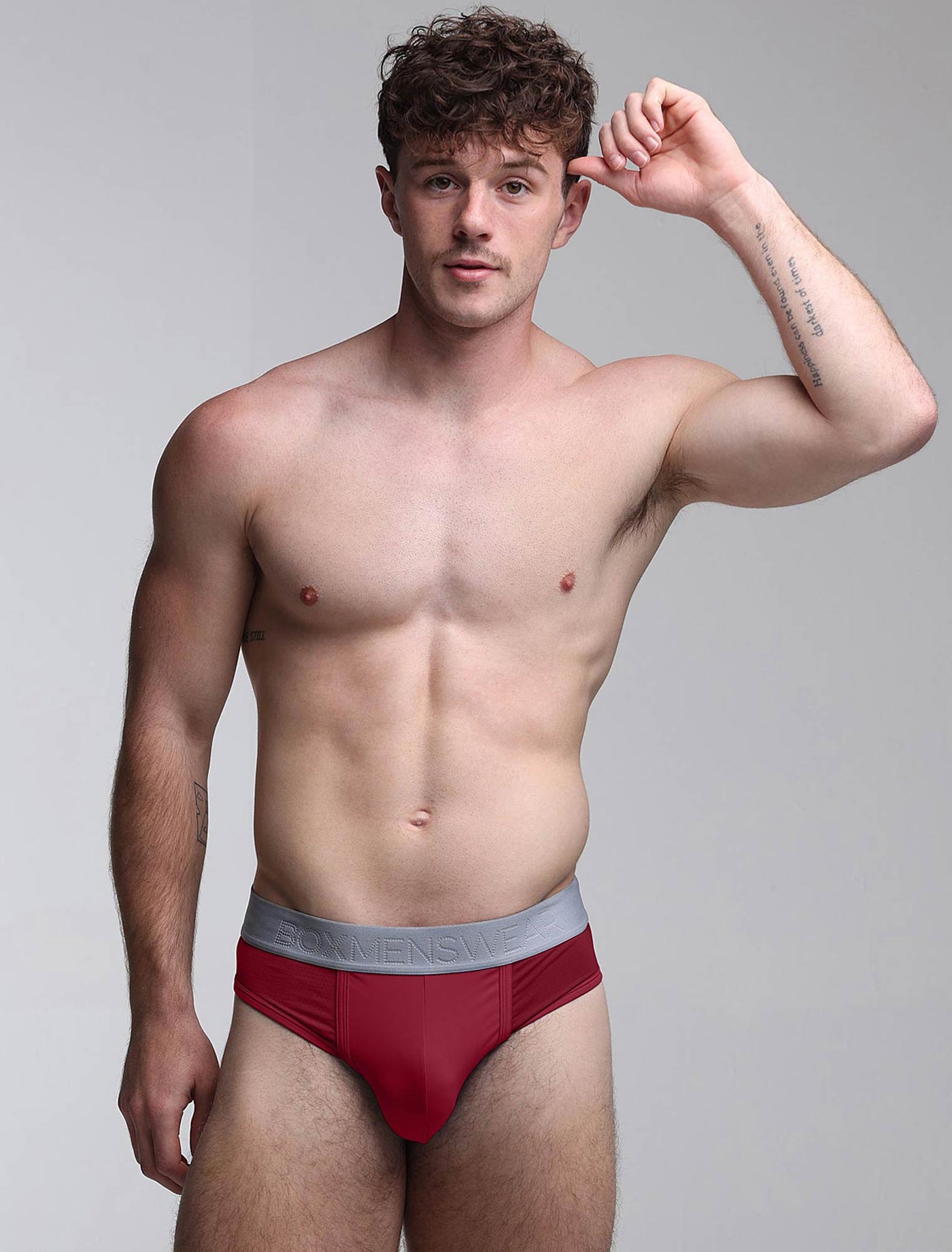 Mesh Panel Briefs - Burgundy Bordeaux