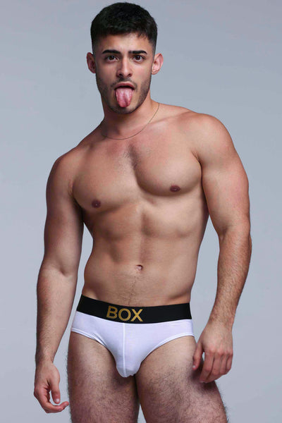 Metallic Modal Briefs - White & Gold