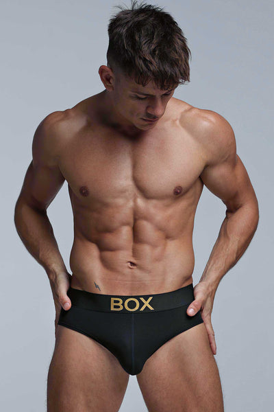 Metallic Modal Briefs - Black & Gold