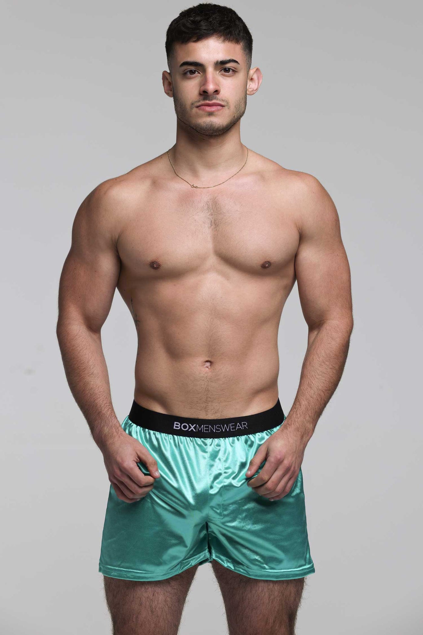 Silk Decline Boxer Shorts - Eminence Green