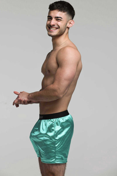 Silk Decline Boxer Shorts - Eminence Green