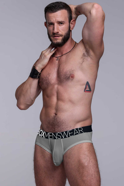 Mens Hipster Trunks: Defined Crotch - Grey