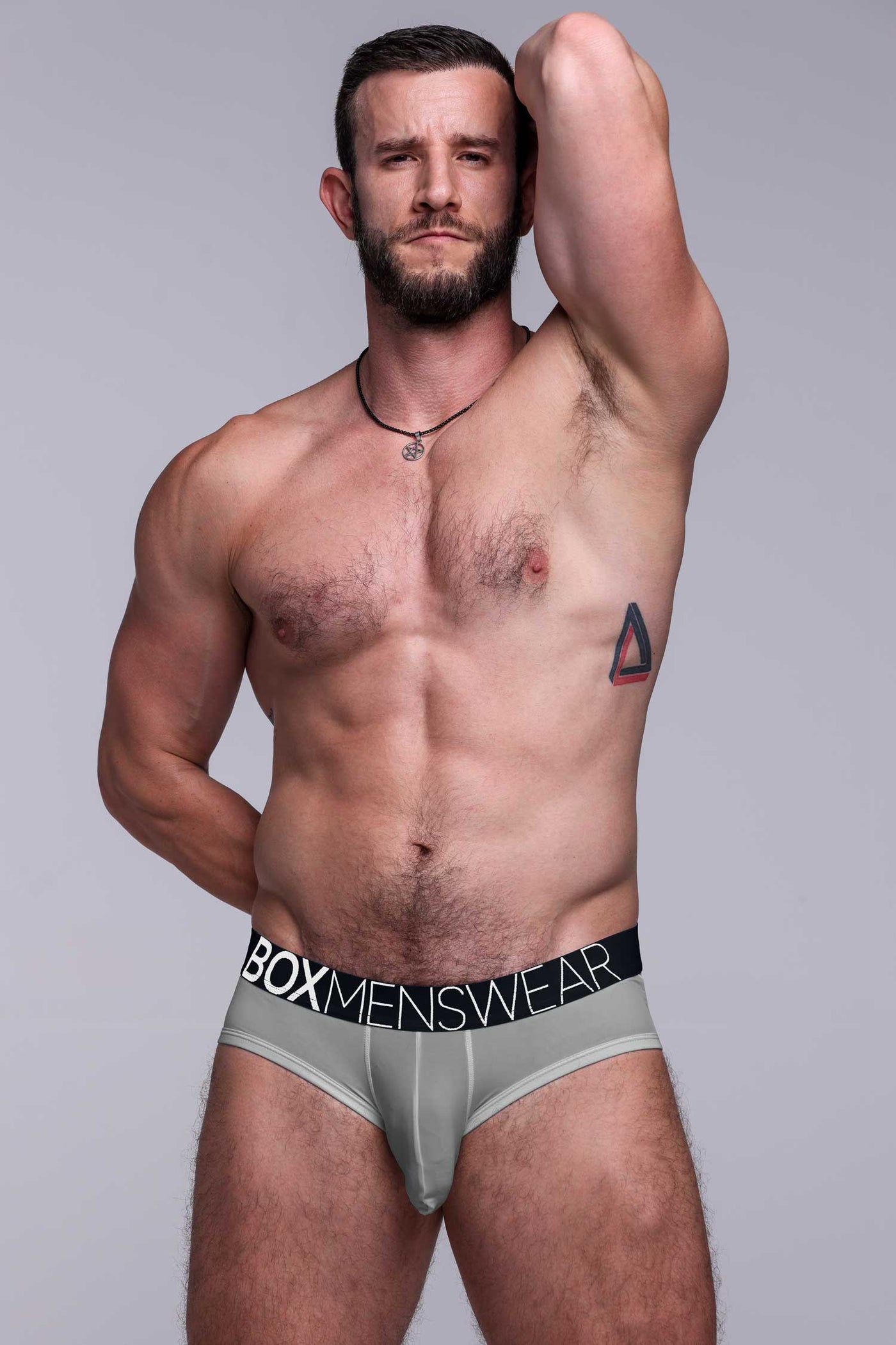 Mens Hipster Trunks: Defined Crotch - Grey