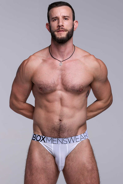 Mens Tanga Briefs: Defined Crotch - White