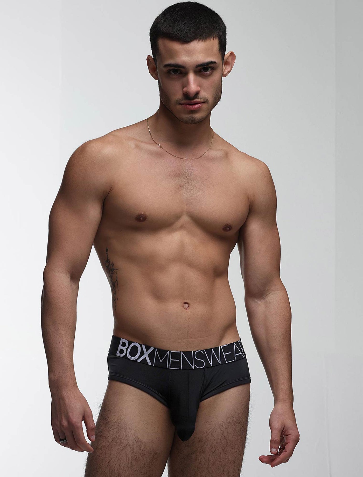 Mens Hipster Trunks: Defined Crotch - Black