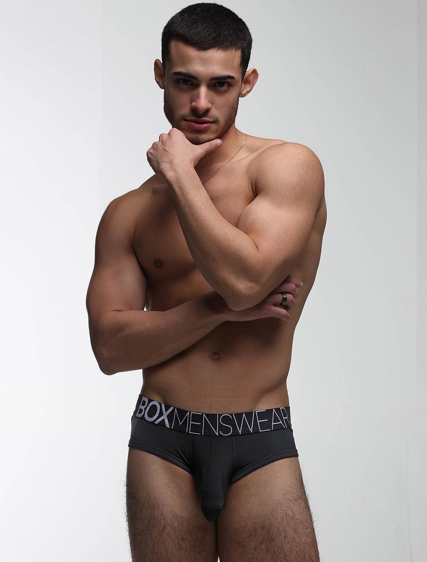 Mens Hipster Trunks: Defined Crotch - Black