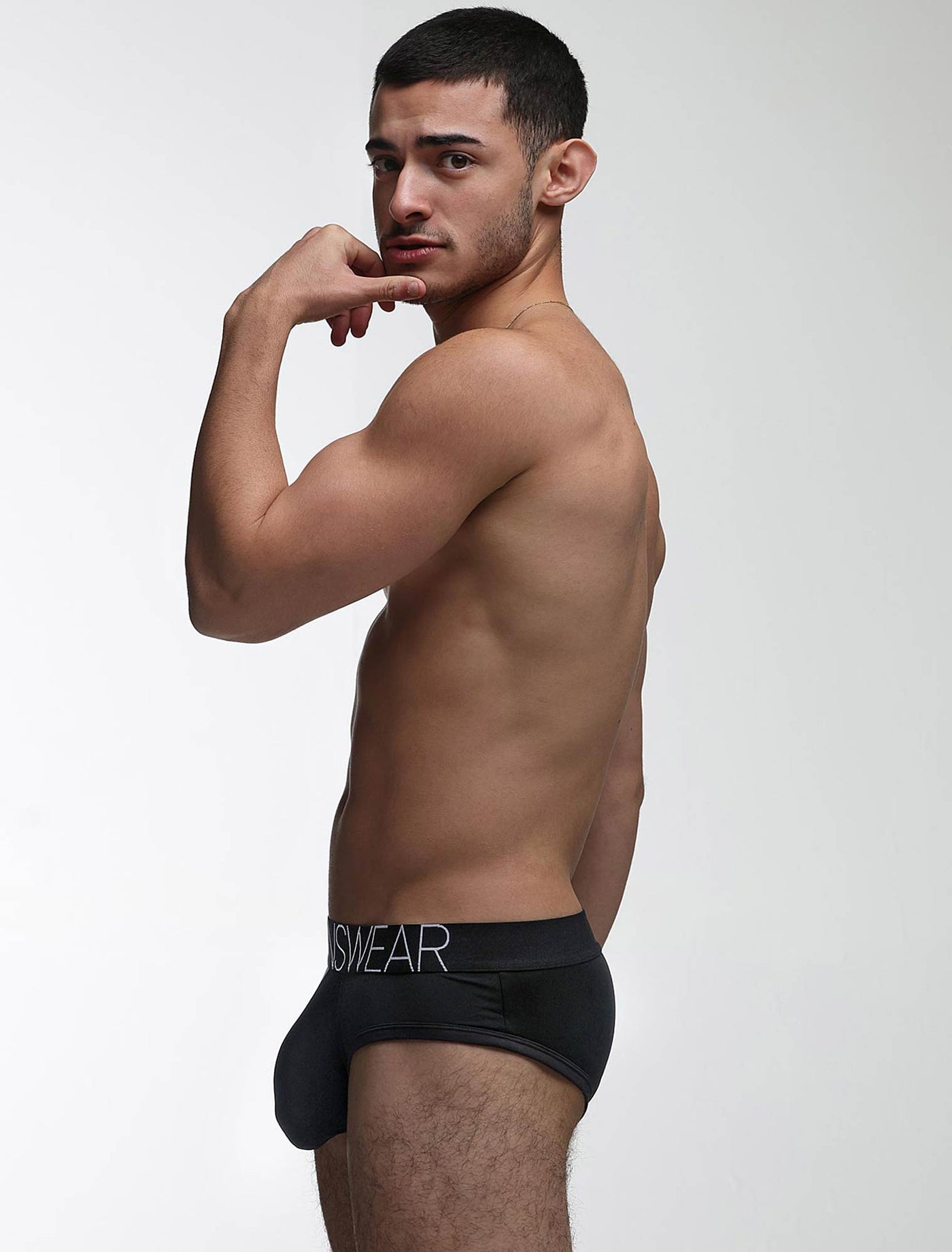 Mens Hipster Trunks: Defined Crotch - Black