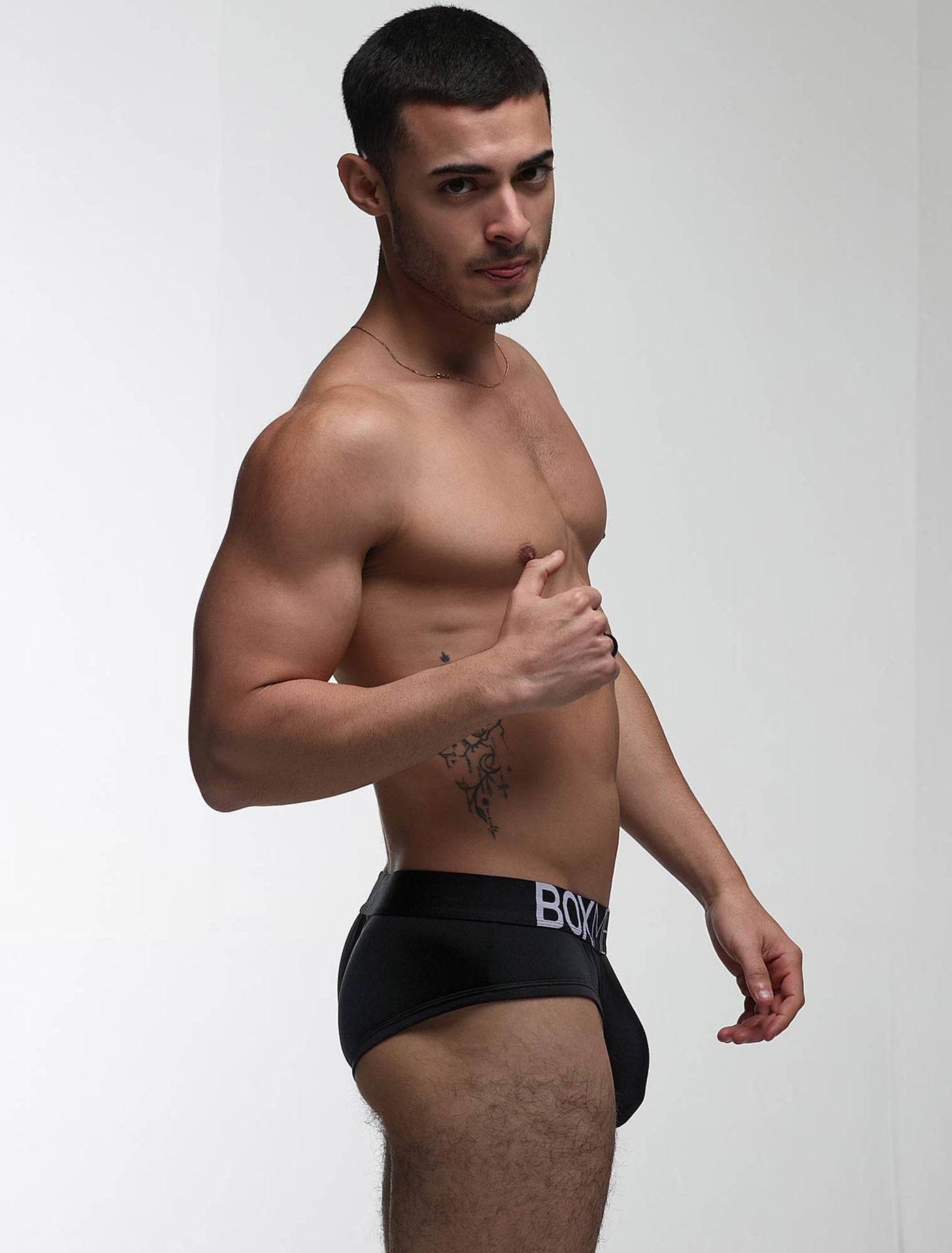 Mens Hipster Trunks: Defined Crotch - Black