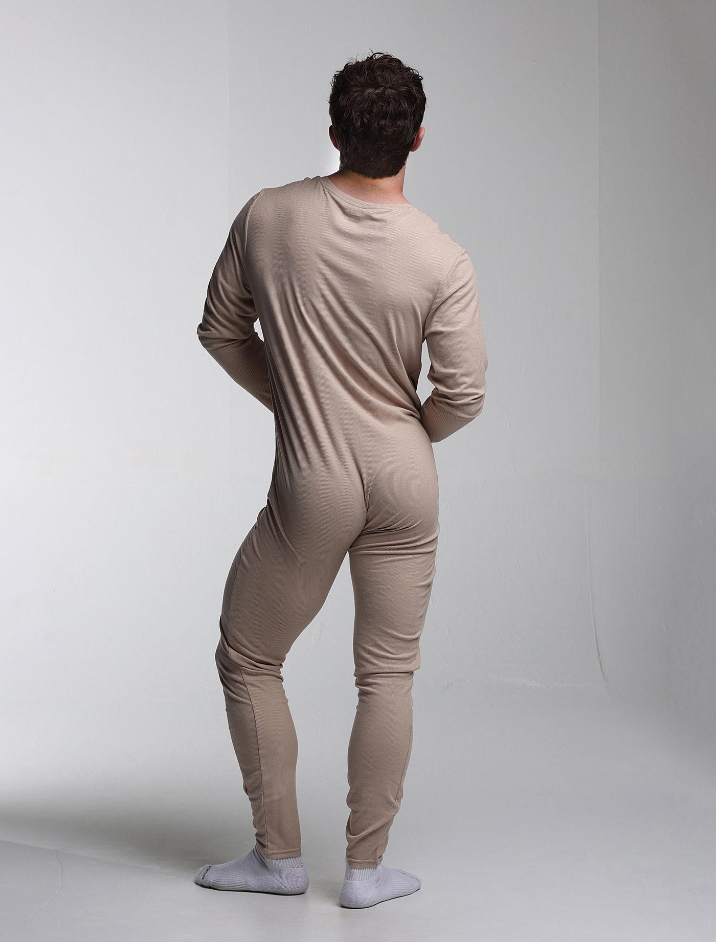 Mens Ribbed Onesie - Comfort Cream