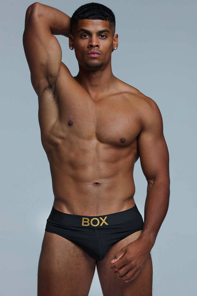 Metallic Modal Briefs - Black & Gold