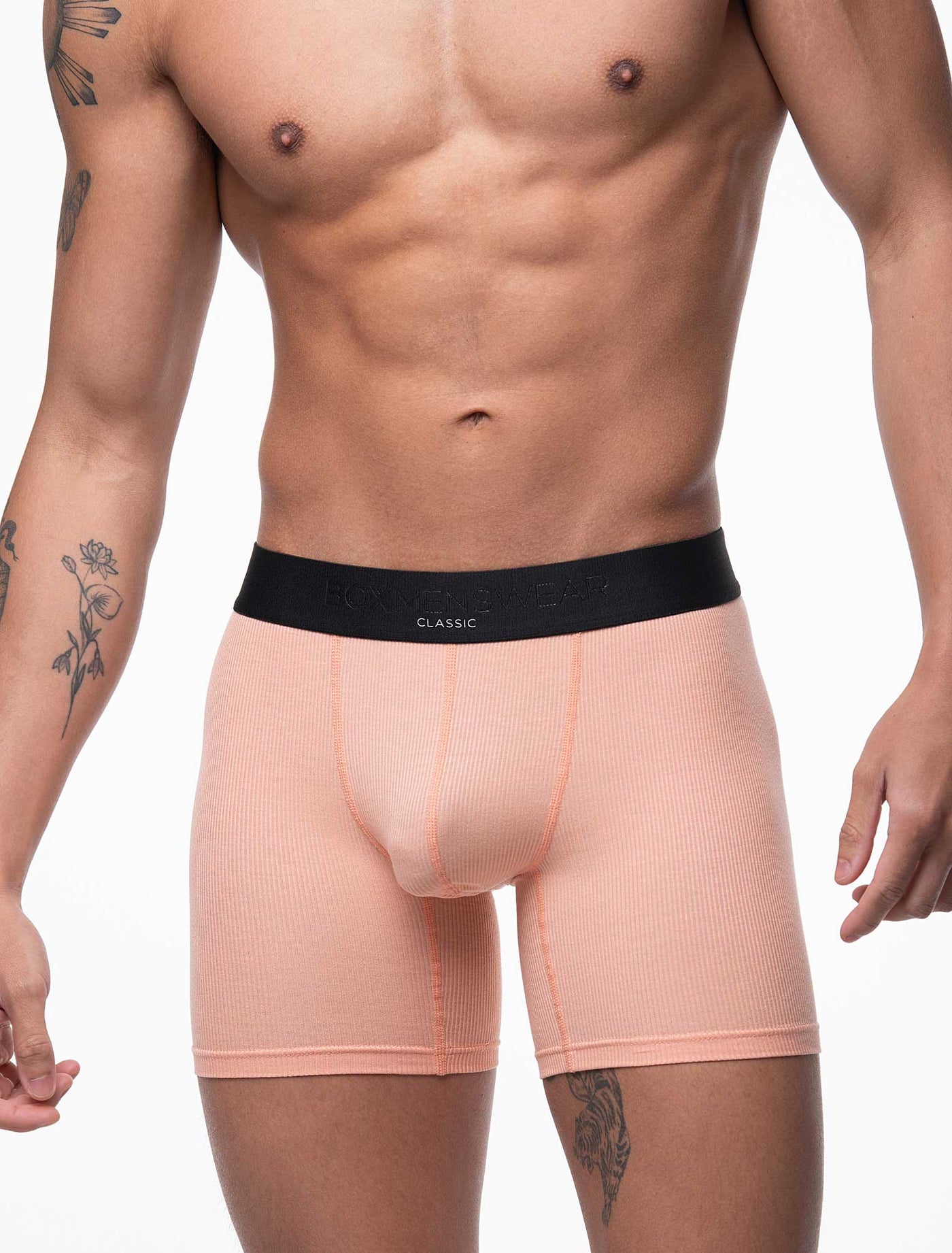 Mens Classic Ribbed Boxers - Peach