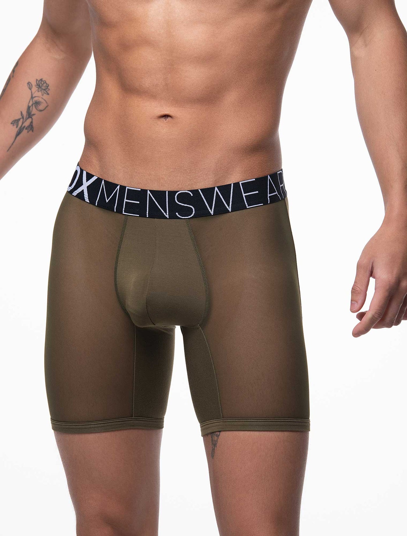 King Fit Mesh Panel - Transparent Crotch: Olive Green