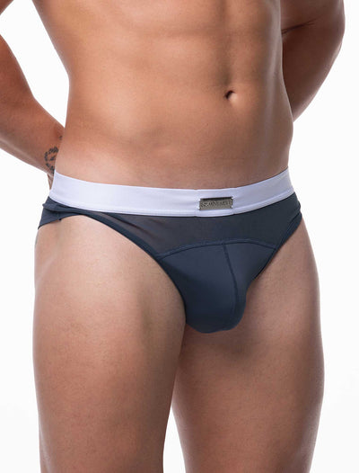 Mens Curved Mesh Thongs - Navy