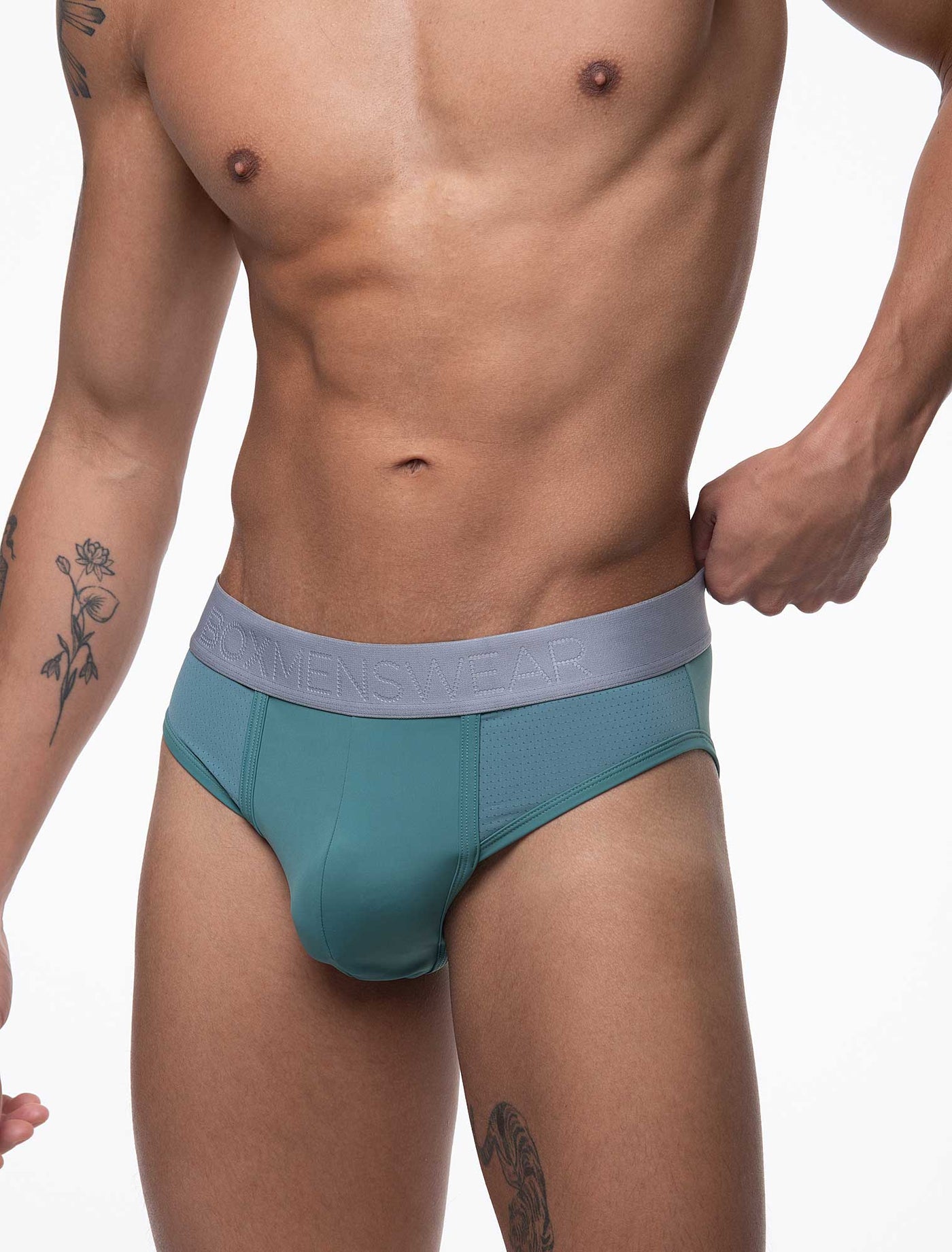 Mesh Panel Briefs - Riviera Teal