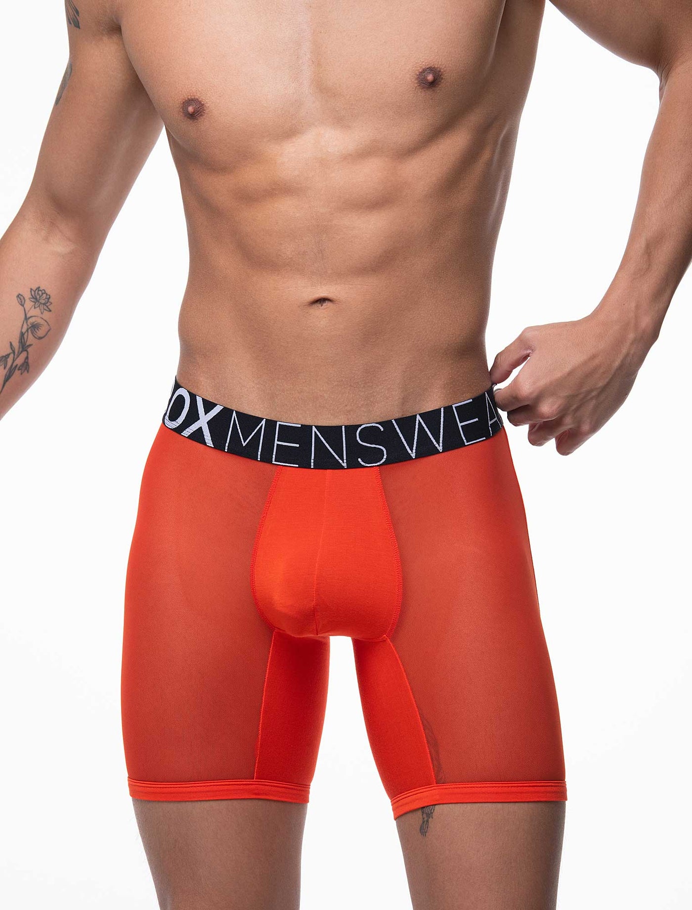 King Fit Mesh Panel - Transparent Crotch: Tangerine Tango