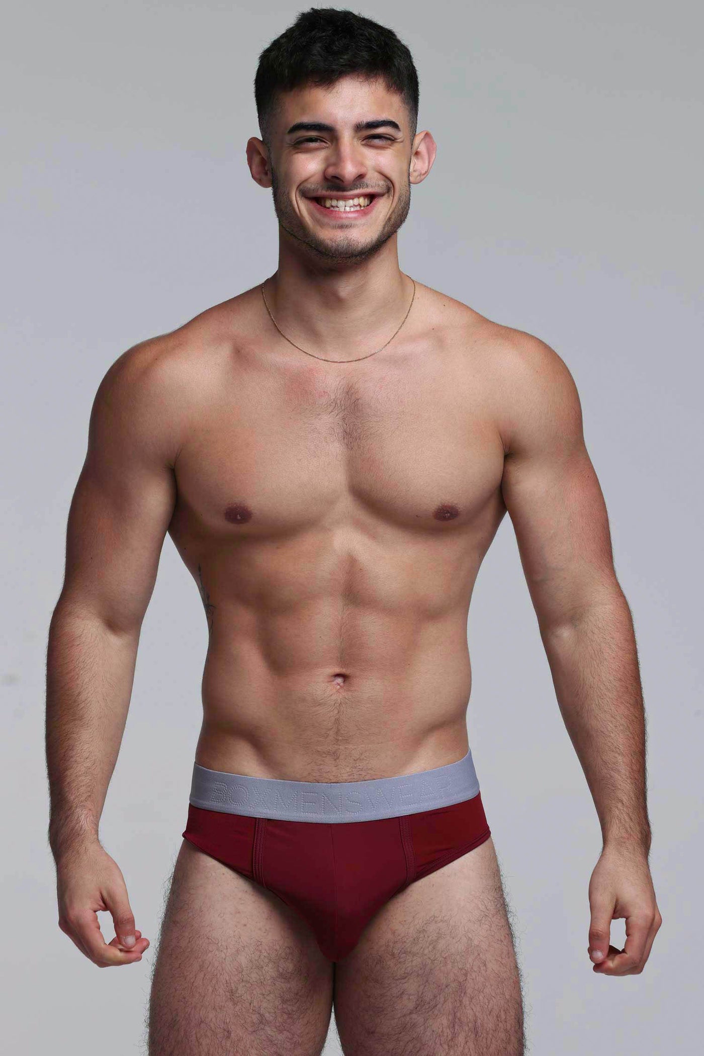 Mesh Panel Briefs - Burgundy Bordeaux