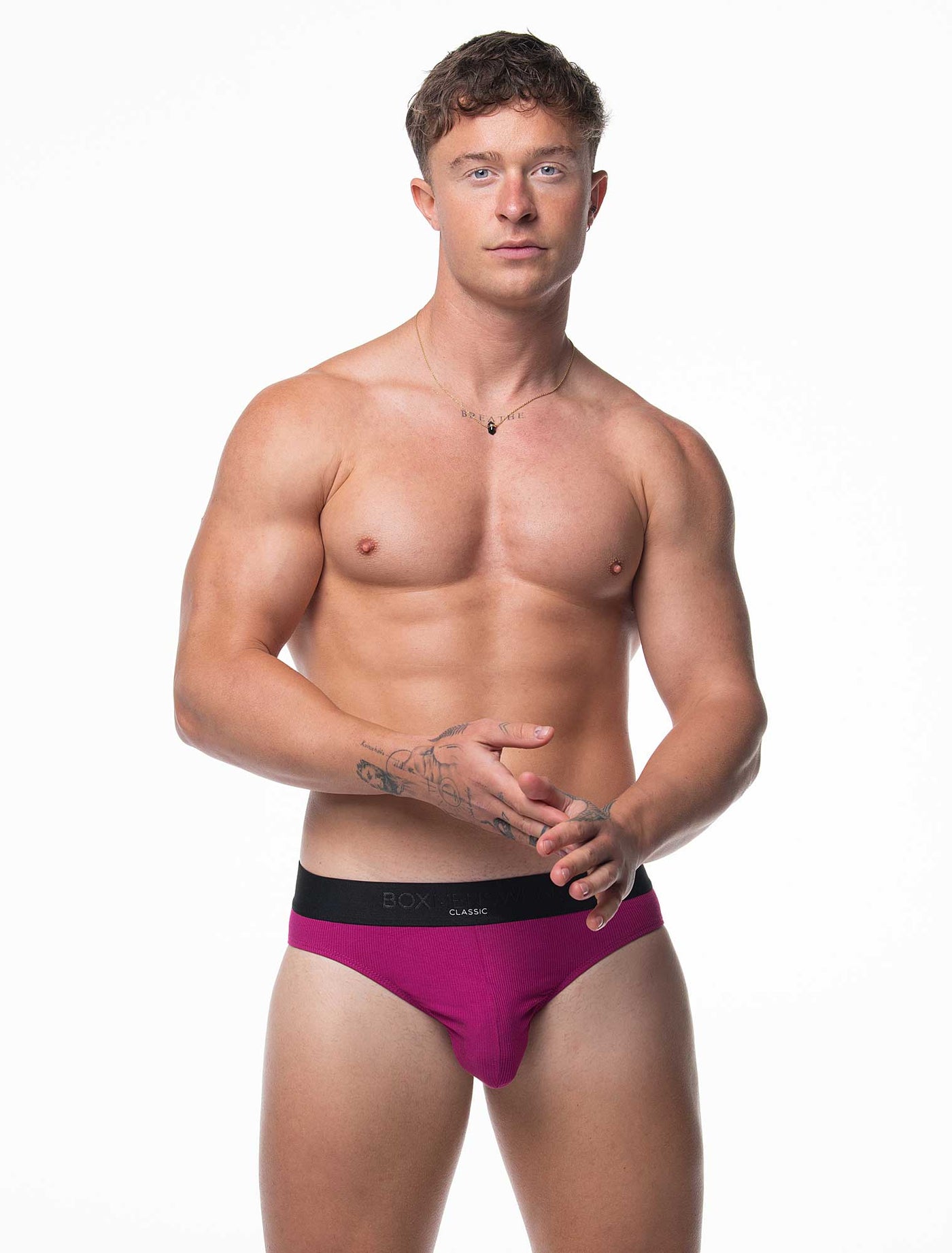 Mens Classic Ribbed Briefs - Cherry