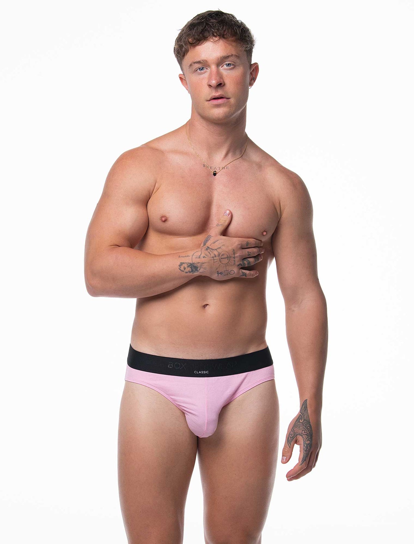 Mens Classic Ribbed Briefs - Pink