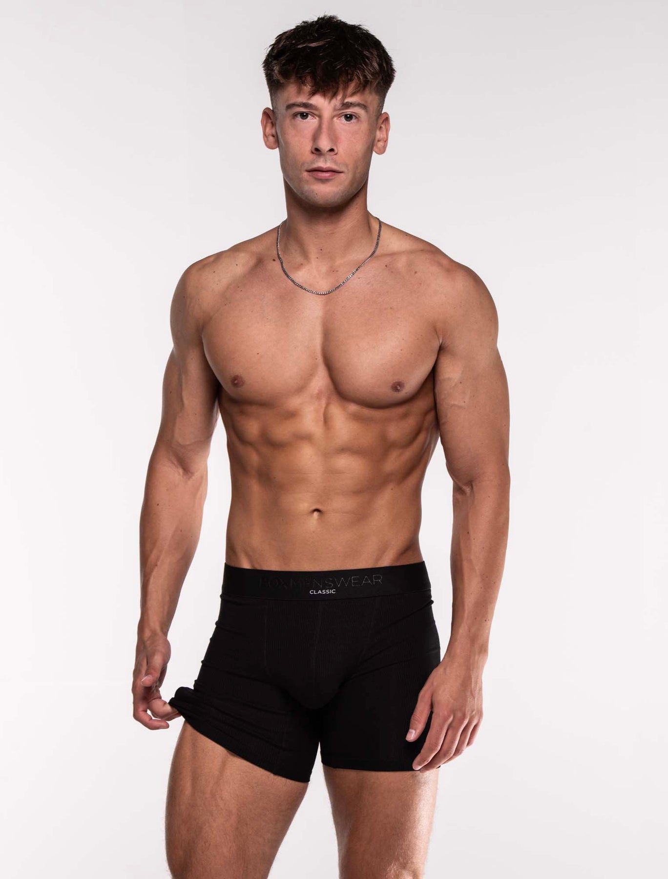 Box Menswhere Mens Classic Ribbed Boxers - Black – Box Menswear