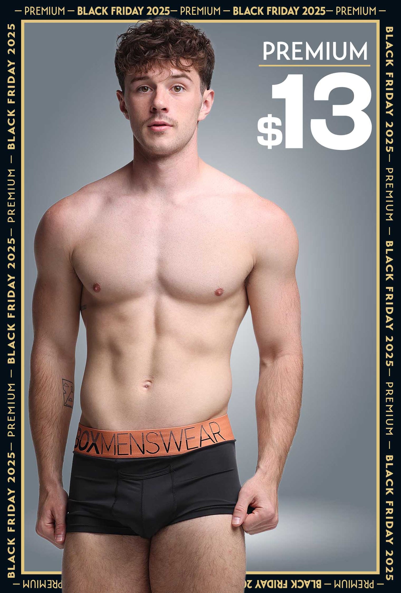 Mens Arched Keyhole Boxers - Inferno Noir