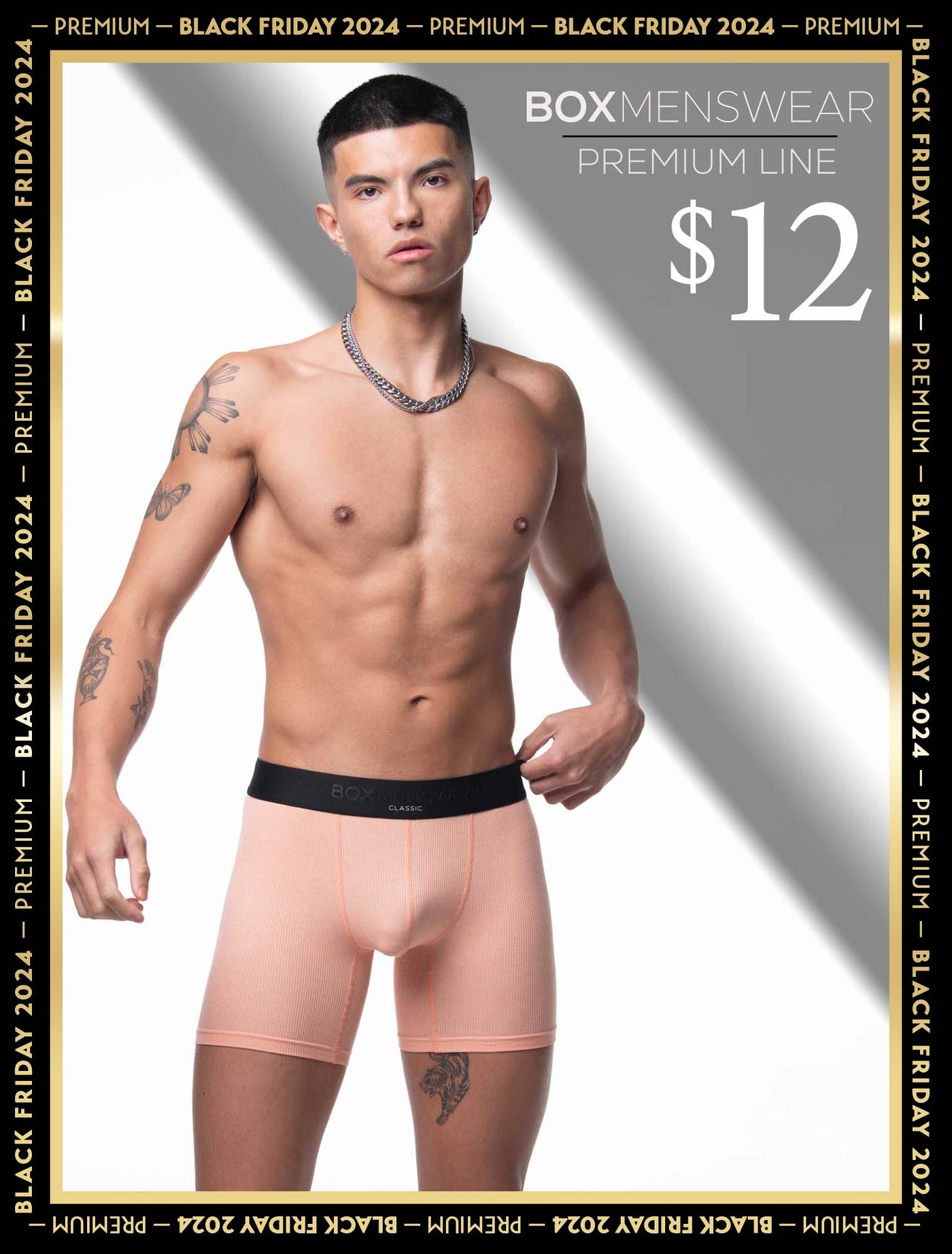 Mens Classic Ribbed Boxers - Peach