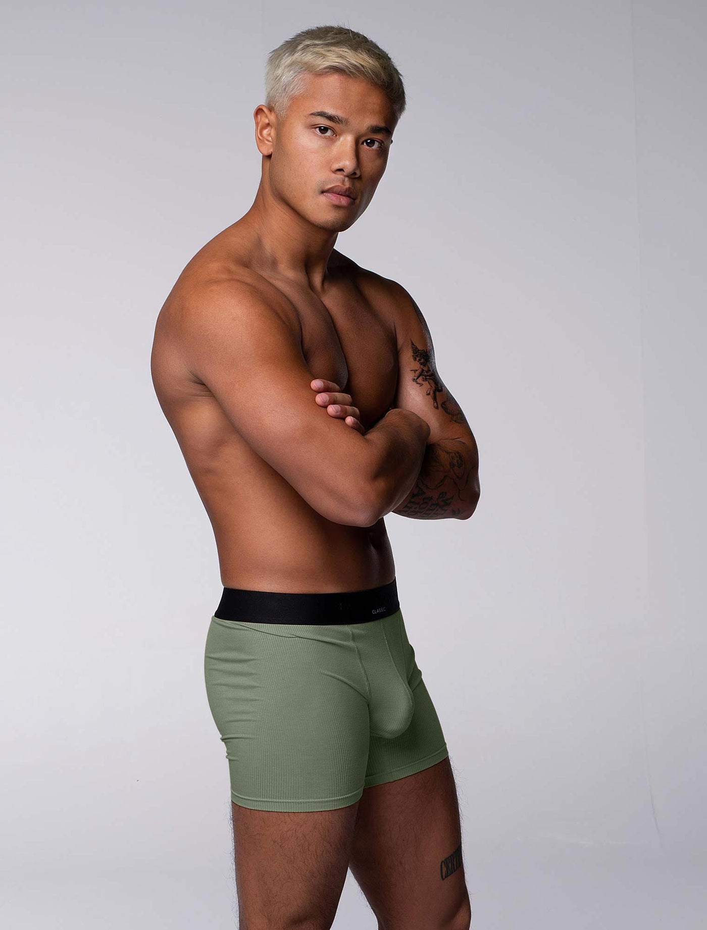 Mens Classic Ribbed Boxers - Green