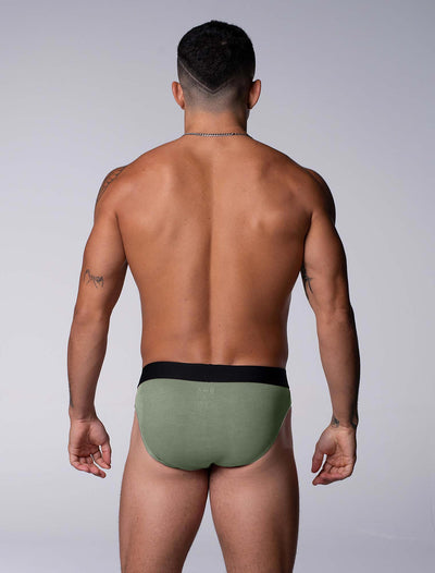 Mens Classic Ribbed Briefs - Green