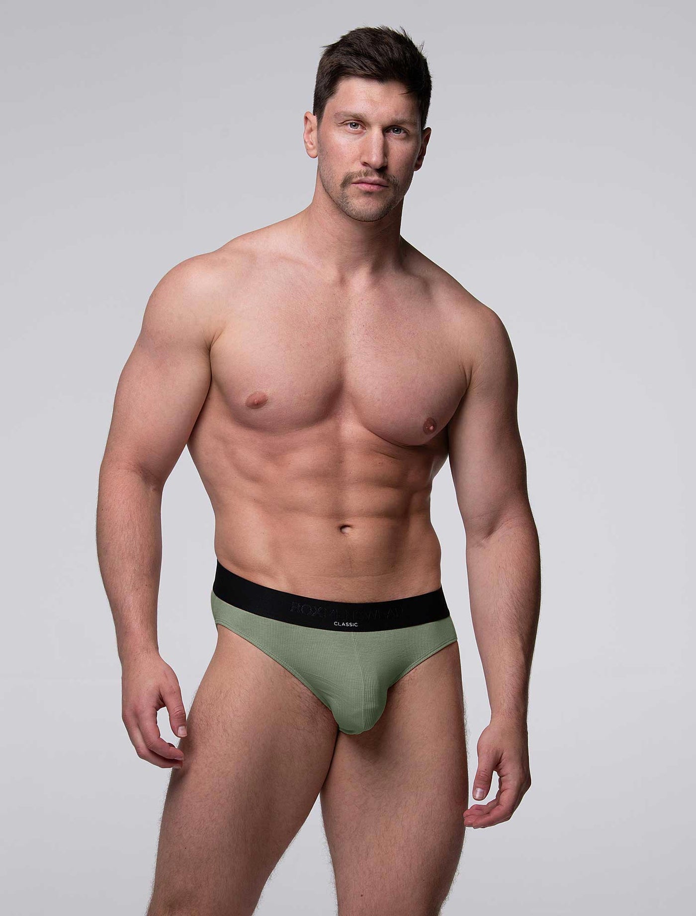 Mens Classic Ribbed Briefs - Green