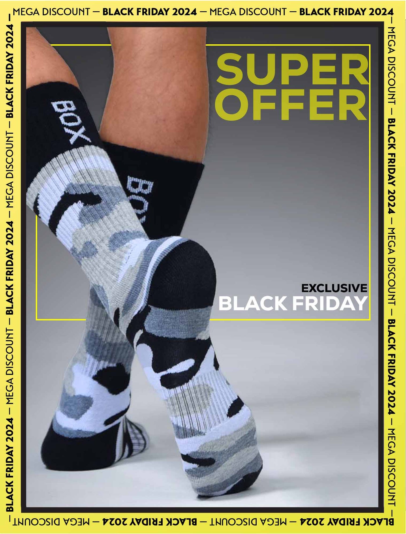 Box Sports Socks - Greyscale Camo