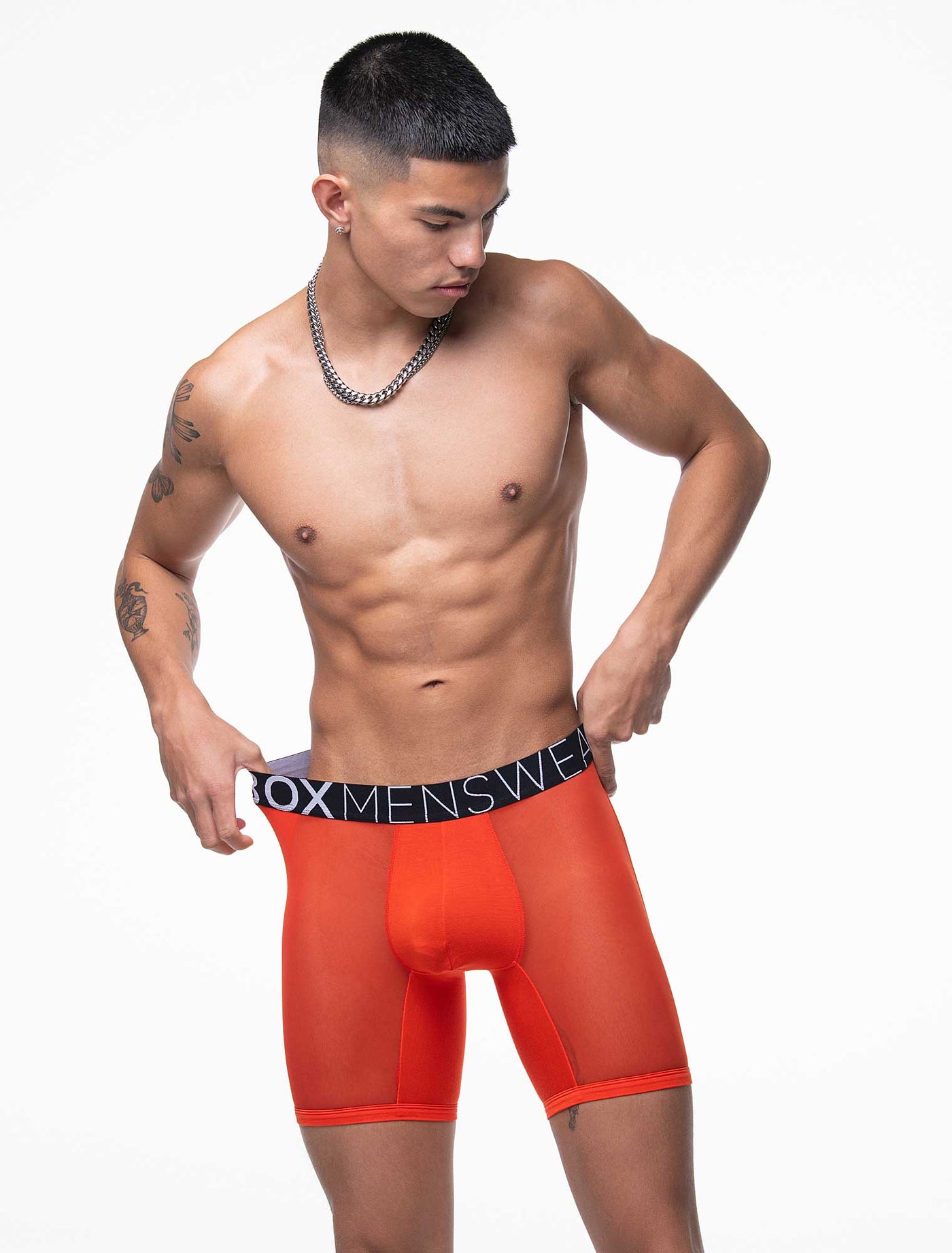 King Fit Mesh Panel - Transparent Crotch: Tangerine Tango